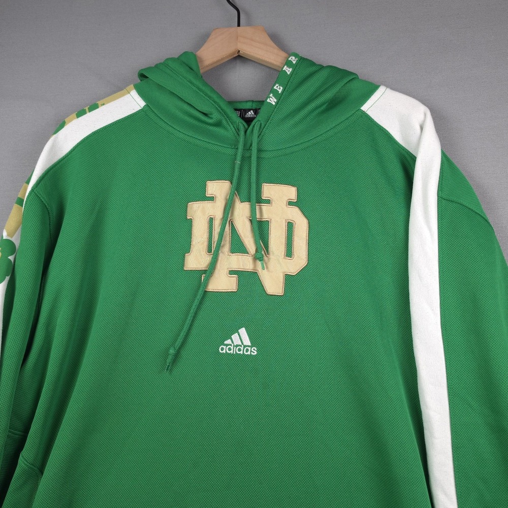 Adidas Notre Dame Fighting Irish Hoodie Mens 4XL Green Gold ND Sideline Pullover
